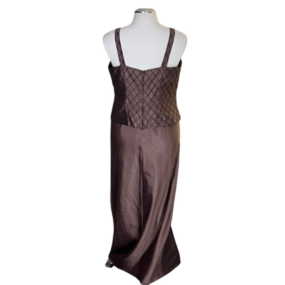 Jessica Howard brown floor-length evening dress shoulder straps flare skirt 14 - Picture 2 of 15